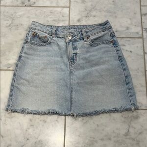 American Eagle Outfitters Light Blue Frayed Mini Skirt